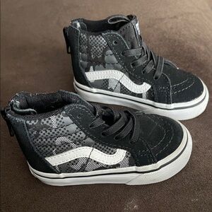 Vans Kids Black and White Patterned High-Top Sneakers